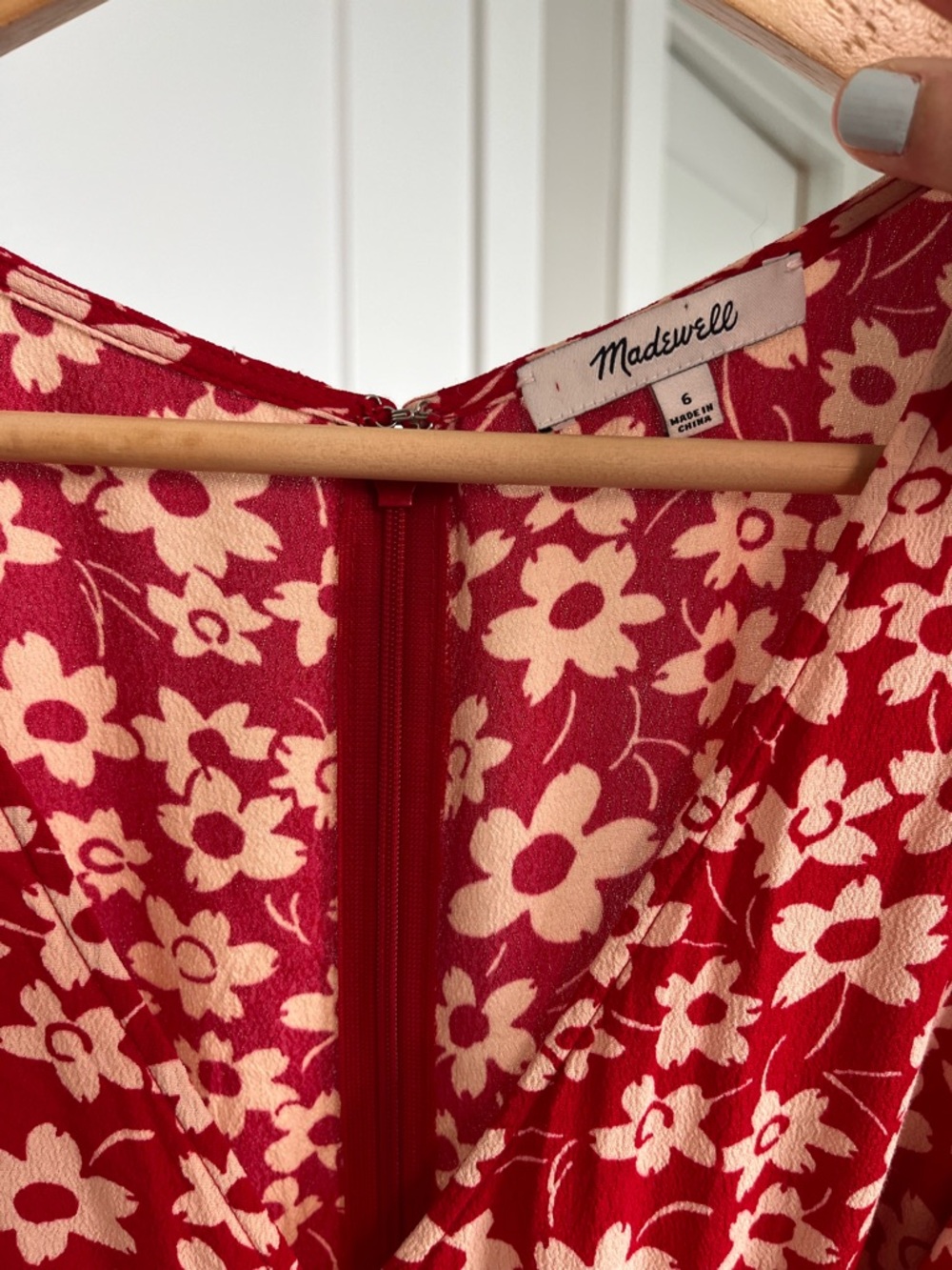 Madewell Floral Wrap Romper Red Cream Daisy Print Womens 6 Cottagecore - Picture 6 of 10